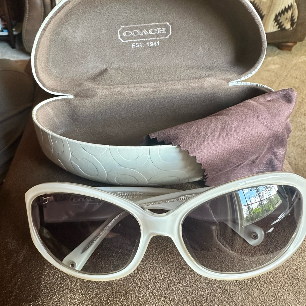 Coach White Wraparound Sunglasses with Gradient Lenses